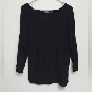 Ralph Lauren Sz M Cotton & Rayon Blend Knit Boat Neck Black Women's Sweater